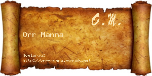 Orr Manna névjegykártya